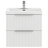 Milan Fluted 600mm Matt White 2-Drawer Wall Hung Vanity Unit with Chrome Handles