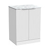 Milan Fluted 600mm Matt White Vanity Unit - Floor Standing 2-Door Unit with Carrara Marble Worktop & Chrome Handles