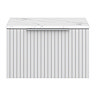 Milan Fluted 600mm Matt White Vanity Unit - Wall Hung 1 Drawer Unit with Carrara Marble Worktop & Chrome Handle