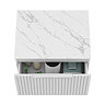 Milan Fluted 600mm Matt White Vanity Unit - Wall Hung 1 Drawer Unit with Carrara Marble Worktop & Chrome Handle