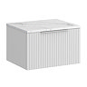 Milan Fluted 600mm Matt White Vanity Unit - Wall Hung 1 Drawer Unit with Carrara Marble Worktop & Chrome Handle