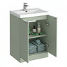 Milan Fluted 600mm Satin Green 2-Door Floor Standing Vanity Unit