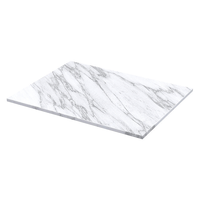 Milan Fluted 600mm Satin Green Vanity Unit - Floor Standing 2-Door Unit with Carrara Marble Worktop & Chrome Handles