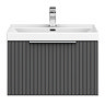 Milan Fluted 600mm Soft Black 1-Drawer Wall Hung Vanity Unit with Chrome Handle