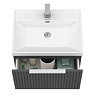 Milan Fluted 600mm Soft Black 1-Drawer Wall Hung Vanity Unit with Chrome Handle