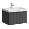 Milan Fluted 600mm Soft Black 1-Drawer Wall Hung Vanity Unit with Chrome Handle