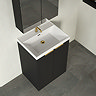 Milan Fluted 600mm Soft Black 2-Door Floor Standing Vanity Unit with Brushed Brass Handles