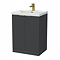 Milan Fluted 600mm Soft Black 2-Door Floor Standing Vanity Unit with Brushed Brass Handles