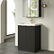 Milan Fluted 600mm Soft Black 2-Door Floor Standing Vanity Unit with Brushed Brass Handles