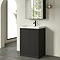 Milan Fluted 600mm Soft Black 2-Door Floor Standing Vanity Unit with Matt Black Handles