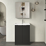 Milan Fluted 600mm Soft Black 2-Door Floor Standing Vanity Unit