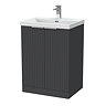 Milan Fluted 600mm Soft Black 2-Door Floor Standing Vanity Unit