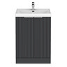 Milan Fluted 600mm Soft Black 2-Door Floor Standing Vanity Unit