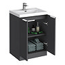 Milan Fluted 600mm Soft Black 2-Door Floor Standing Vanity Unit