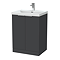 Milan Fluted 600mm Soft Black 2-Door Floor Standing Vanity Unit