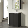 Milan Fluted 600mm Soft Black 2-Door Floor Standing Vanity Unit