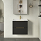 Milan Fluted 600mm Soft Black 2-Drawer Wall Hung Vanity Unit with Brushed Brass Handles