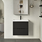Milan Fluted 600mm Soft Black 2-Drawer Wall Hung Vanity Unit with Matt Black Handles
