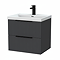 Milan Fluted 600mm Soft Black 2-Drawer Wall Hung Vanity Unit with Matt Black Handles