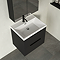 Milan Fluted 600mm Soft Black 2-Drawer Wall Hung Vanity Unit with Matt Black Handles