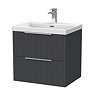 Milan Fluted 600mm Soft Black 2-Drawer Wall Hung Vanity Unit