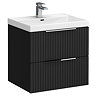 Milan Fluted 600mm Soft Black 2-Drawer Wall Hung Vanity Unit