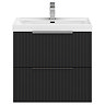 Milan Fluted 600mm Soft Black 2-Drawer Wall Hung Vanity Unit