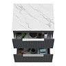 Milan Fluted 600mm Soft Black Vanity Unit - Wall Hung 2 Drawer Unit with Carrara Marble Worktop & Chrome Handles