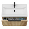 Milan Fluted 800mm Autumn Oak 1-Drawer Wall Hung Vanity Unit with Matt Black Handle