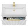 Milan Fluted 800mm Matt White 1-Drawer Wall Hung Vanity Unit with Brushed Brass Handle
