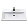 Milan Fluted 800mm Matt White 1-Drawer Wall Hung Vanity Unit with Matt Black Handle