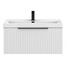 Milan Fluted 800mm Matt White 1-Drawer Wall Hung Vanity Unit with Matt Black Handle