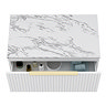 Milan Fluted 800mm Matt White Vanity Unit - Wall Hung 1 Drawer Unit with Carrara Marble Worktop & Brushed Brass Handle