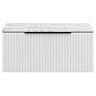 Milan Fluted 800mm Matt White Vanity Unit - Wall Hung 1 Drawer Unit with Carrara Marble Worktop & Matt Black Handle