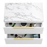 Milan Fluted 800mm Matt White Vanity Unit - Wall Hung 2 Drawer Unit with Carrara Marble Worktop & Brushed Brass Handles