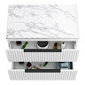 Milan Fluted 800mm Matt White Vanity Unit - Wall Hung 2 Drawer Unit with Carrara Marble Worktop & Matt Black Handles