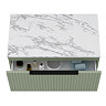 Milan Fluted 800mm Satin Green Vanity Unit - Wall Hung 1 Drawer Unit with Carrara Marble Worktop & Matt Black Handle