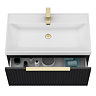 Milan Fluted 800mm Soft Black 1-Drawer Wall Hung Vanity Unit with Brushed Brass Handle