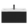 Milan Fluted 800mm Soft Black 1-Drawer Wall Hung Vanity Unit with Matt Black Handle
