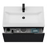 Milan Fluted 800mm Soft Black 1-Drawer Wall Hung Vanity Unit with Matt Black Handle