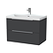 Milan Fluted 800mm Soft Black 2-Drawer Wall Hung Vanity Unit