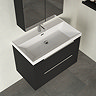 Milan Fluted 800mm Soft Black 2-Drawer Wall Hung Vanity Unit