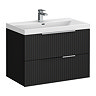 Milan Fluted 800mm Soft Black 2-Drawer Wall Hung Vanity Unit