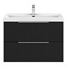Milan Fluted 800mm Soft Black 2-Drawer Wall Hung Vanity Unit