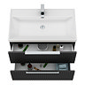 Milan Fluted 800mm Soft Black 2-Drawer Wall Hung Vanity Unit