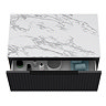 Milan Fluted 800mm Soft Black Vanity Unit - Wall Hung 1 Drawer Unit with Carrara Marble Worktop & Matt Black Handle