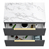 Milan Fluted 800mm Soft Black Vanity Unit - Wall Hung 2 Drawer Unit with Carrara Marble Worktop & Brushed Brass Handles