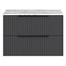 Milan Fluted 800mm Soft Black Vanity Unit - Wall Hung 2 Drawer Unit with Carrara Marble Worktop & Matt Black Handles