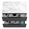 Milan Fluted 800mm Soft Black Vanity Unit - Wall Hung 2 Drawer Unit with Carrara Marble Worktop & Matt Black Handles