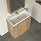 Milan Fluted 800mm Autumn Oak 2-Door Floor Standing Vanity Unit with Brushed Brass Handles